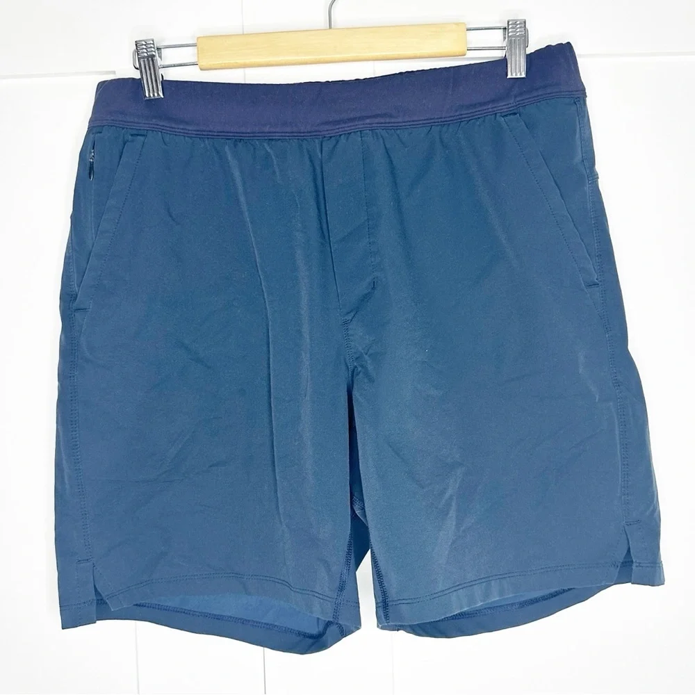 Public Rec Flex Shorts 36 navy blue pockets lined athletic workout Athleisure